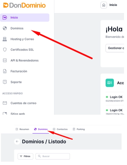 Domains list screenshot